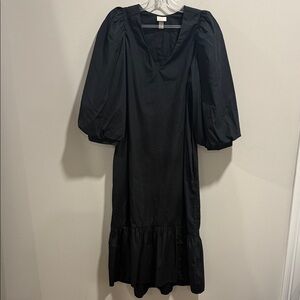 Chic Black Puff Sleeve Maxi Dress